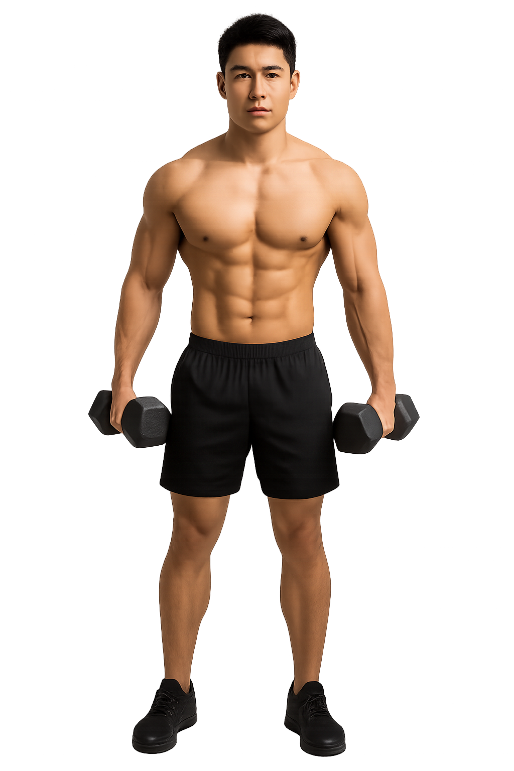 Homem em forma segurando halteres